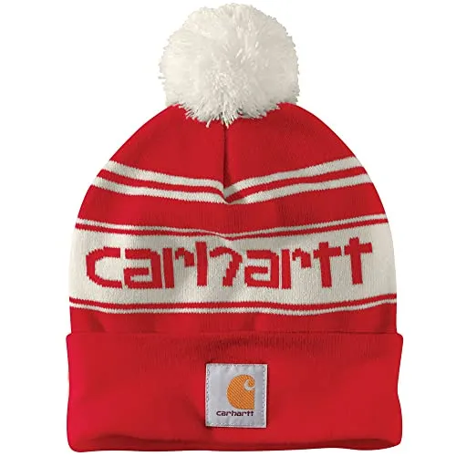 Carhartt 105168 Men's Knit pom Cuffed Logo Beanie