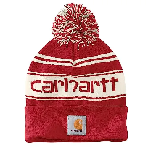 Carhartt 105168 Men's Knit pom Cuffed Logo Beanie