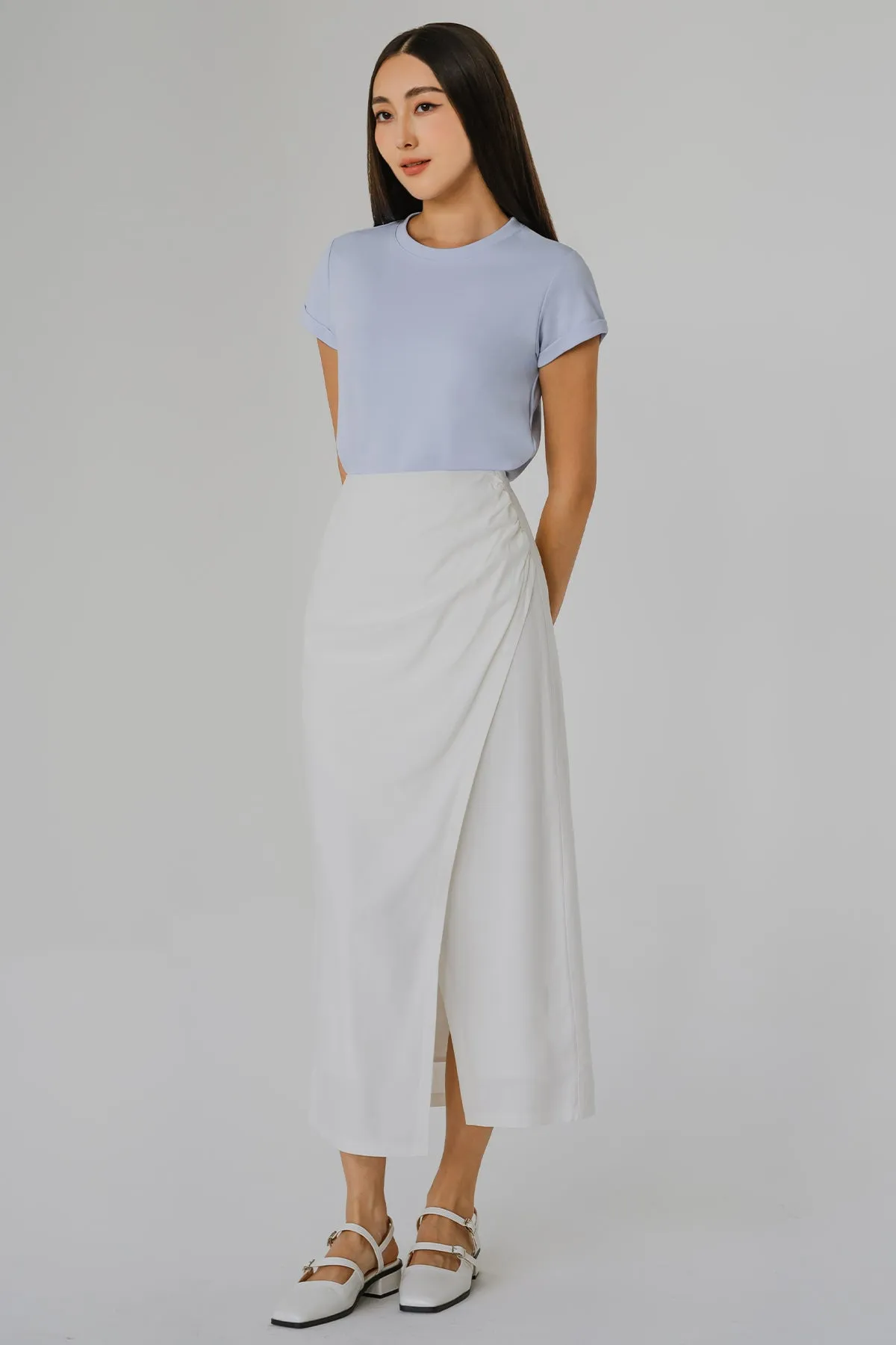 Cascade Linen Skirt (White)