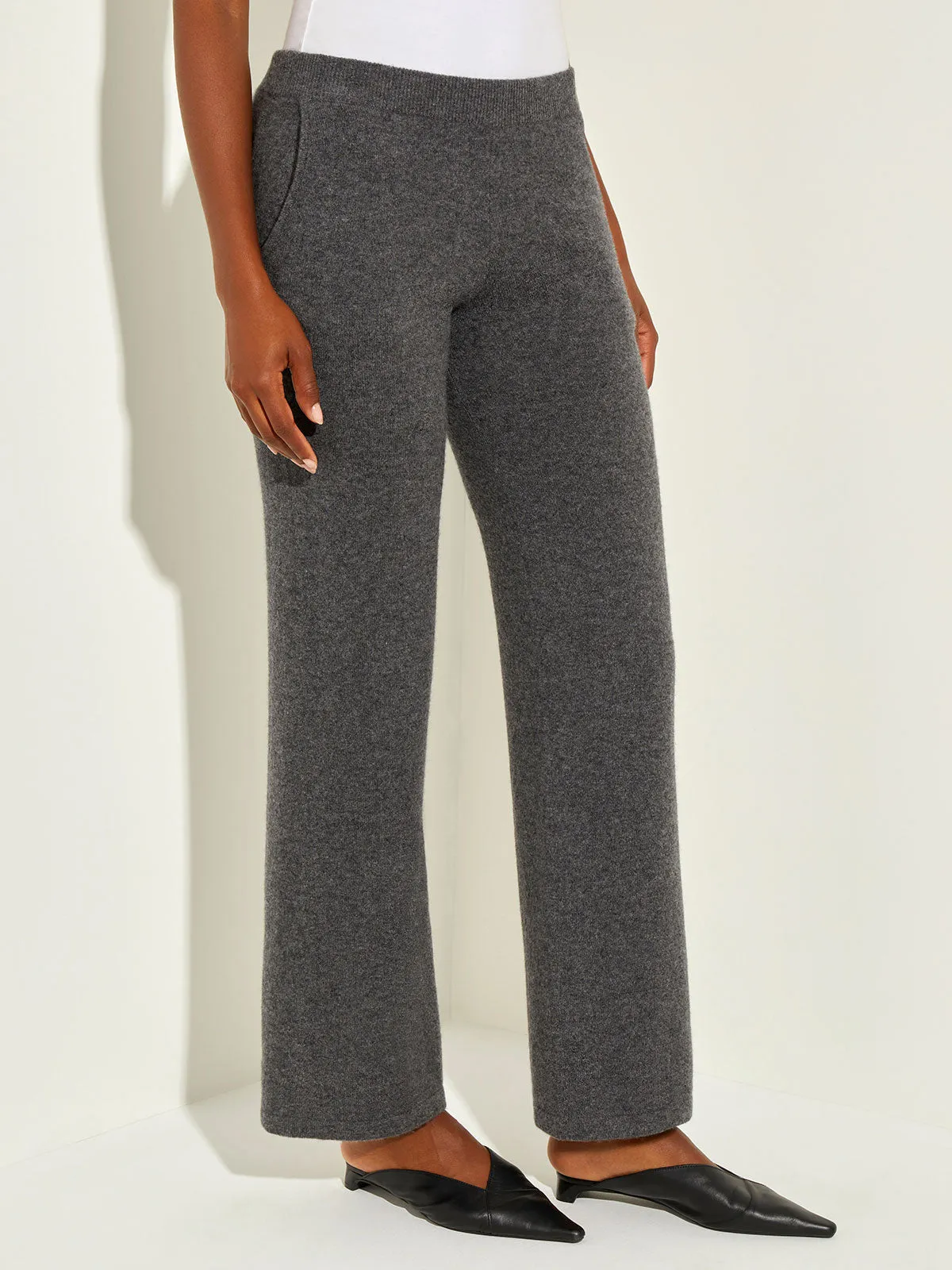 Cashmere Wide Leg Pant, Charcoal