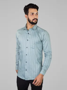 Casual Shirts for Men - Men Pinstripe Button Down Collar Cotton