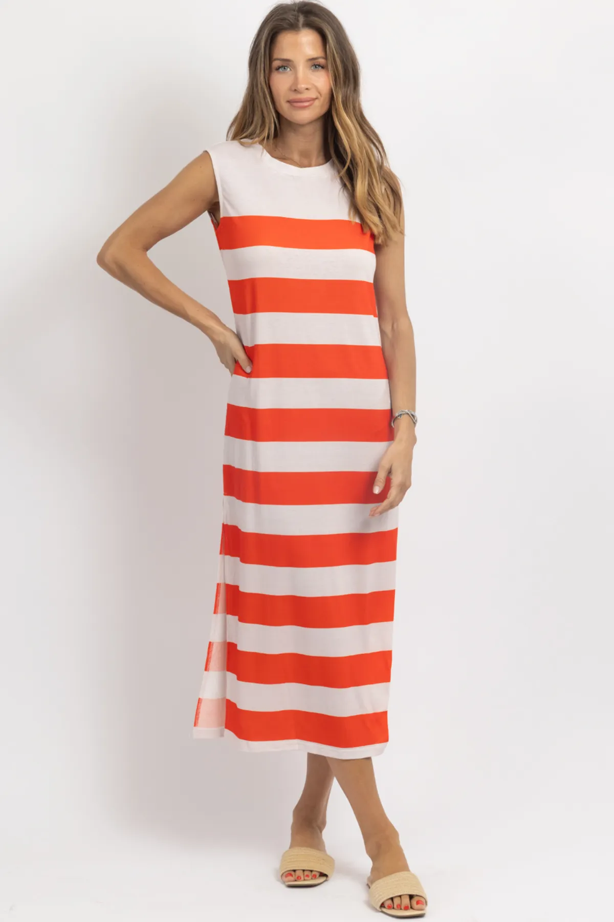 CATAMARAN STRIPED MIDI DRESS