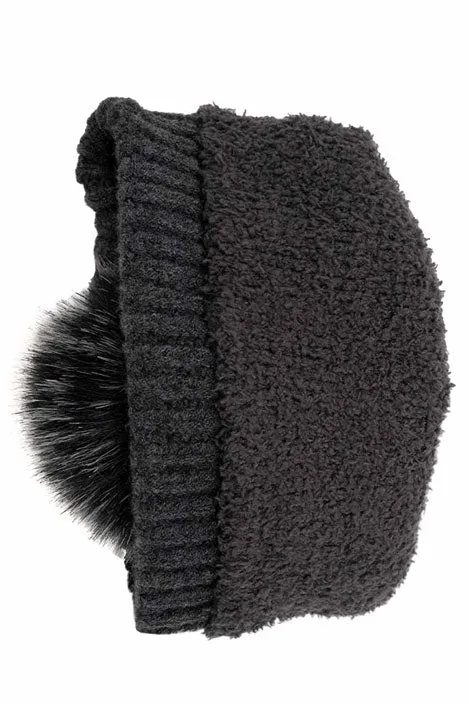 C.C Multi Color Block Stripes Pom Beanie