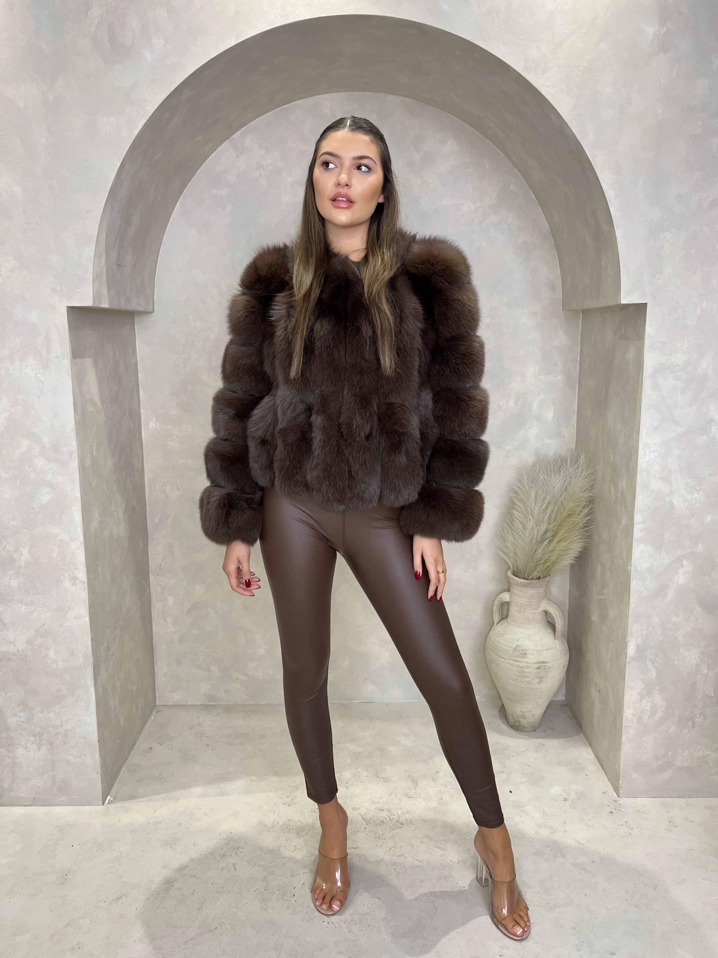 Chocolate Luxury Fur Vertical Pelt Coat