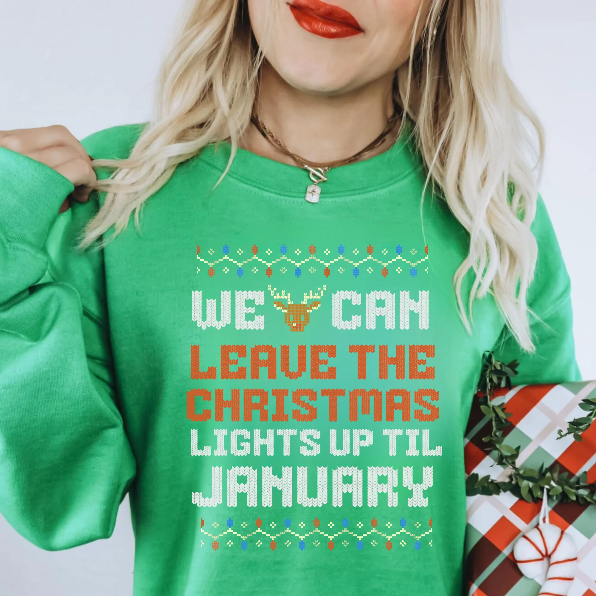 Christmas Lights Ugly Sweater Crewneck Sweatshirt