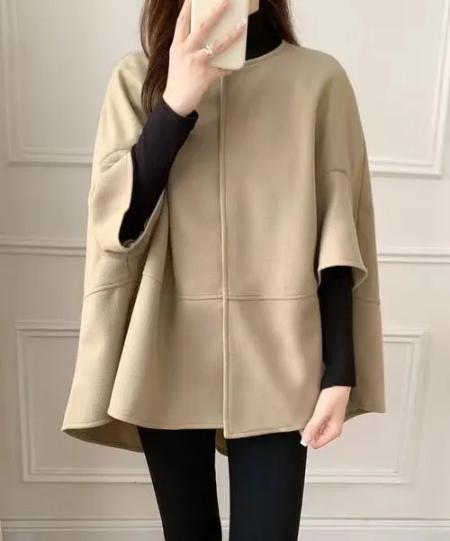 Cloak Cape Tweed Coat (MS059)