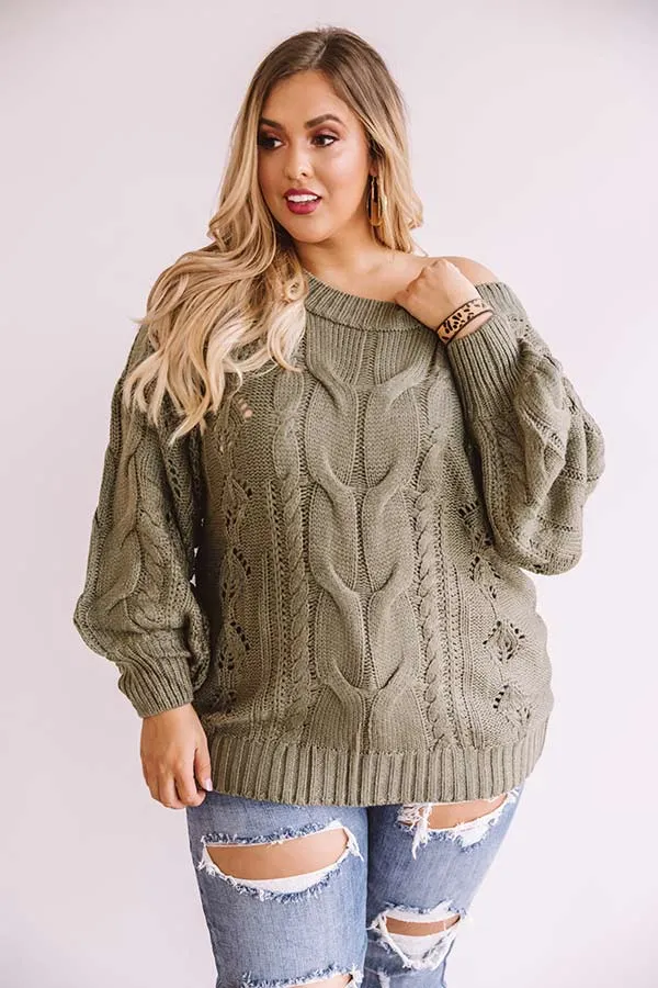 Cocoa Weather Knit Sweater In Olive Curves