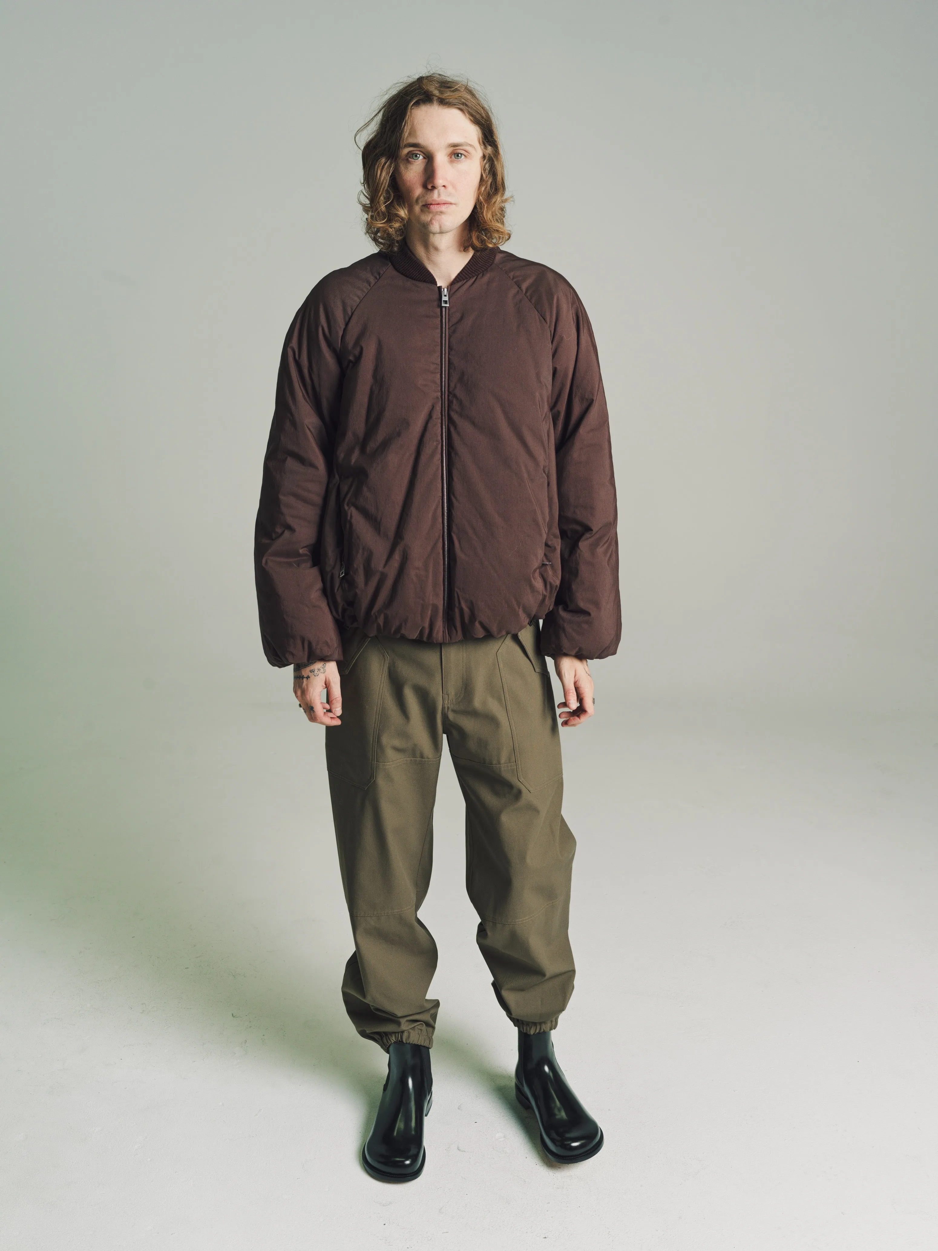 Coffee Bean Padded Bomber Jacket