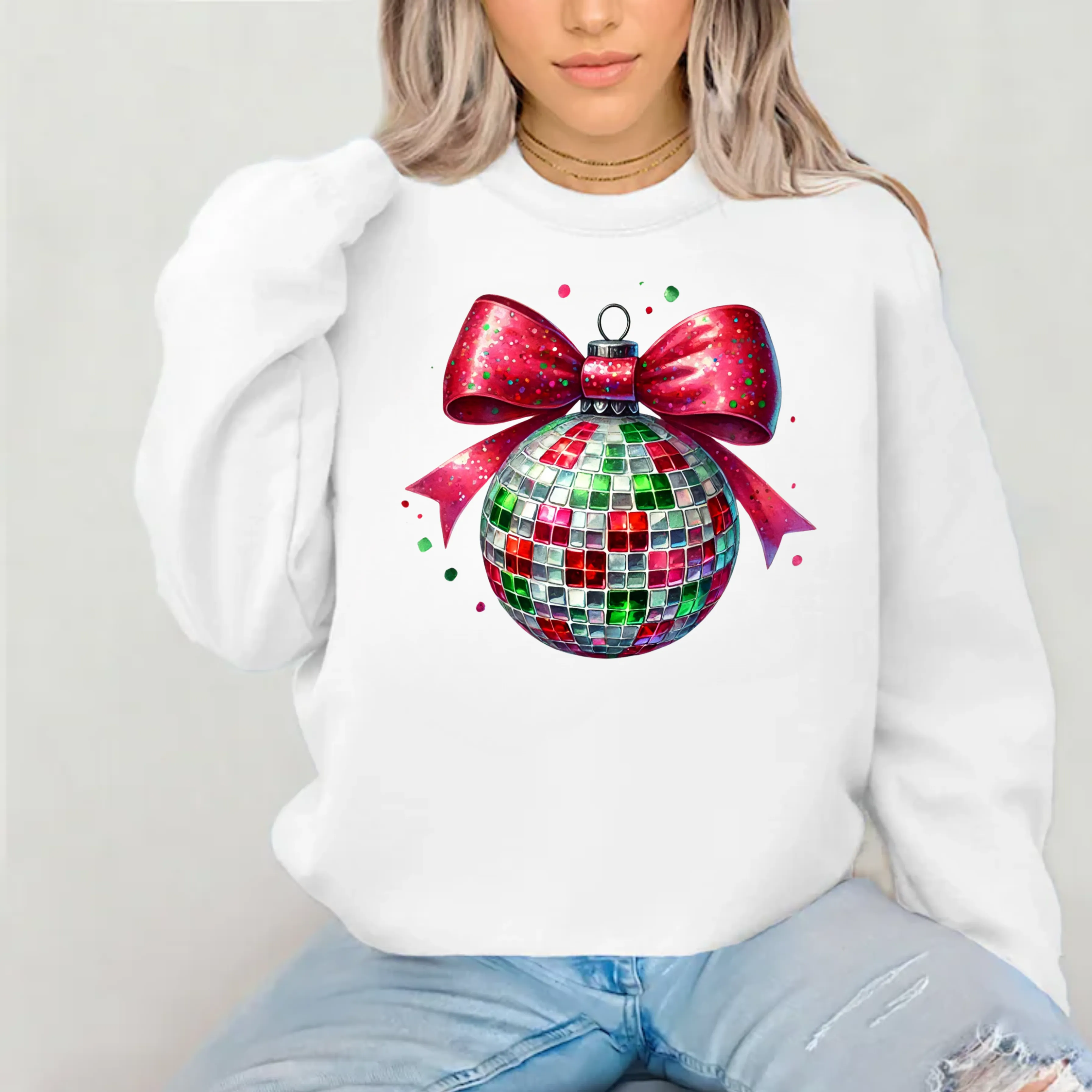 Coquette Christmas Disco Ball Sweatshirt