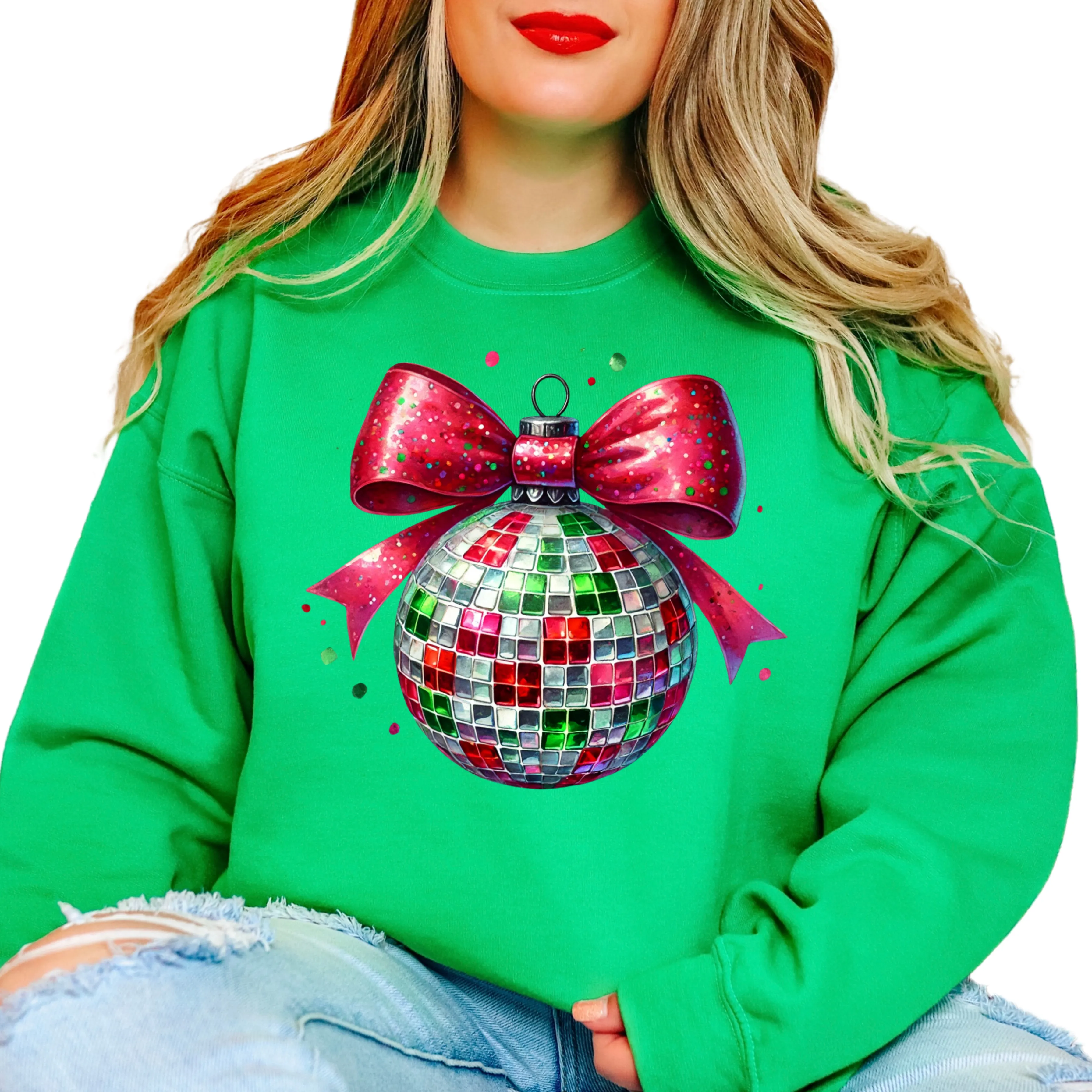 Coquette Christmas Disco Ball Sweatshirt