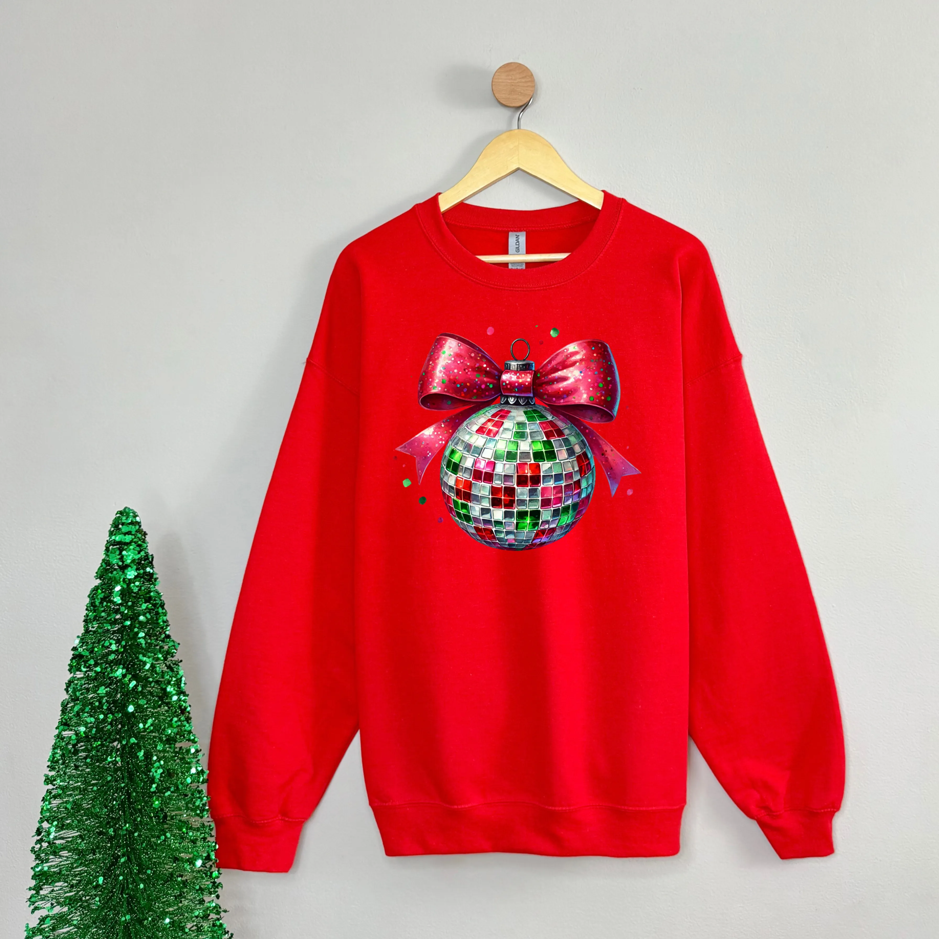 Coquette Christmas Disco Ball Sweatshirt