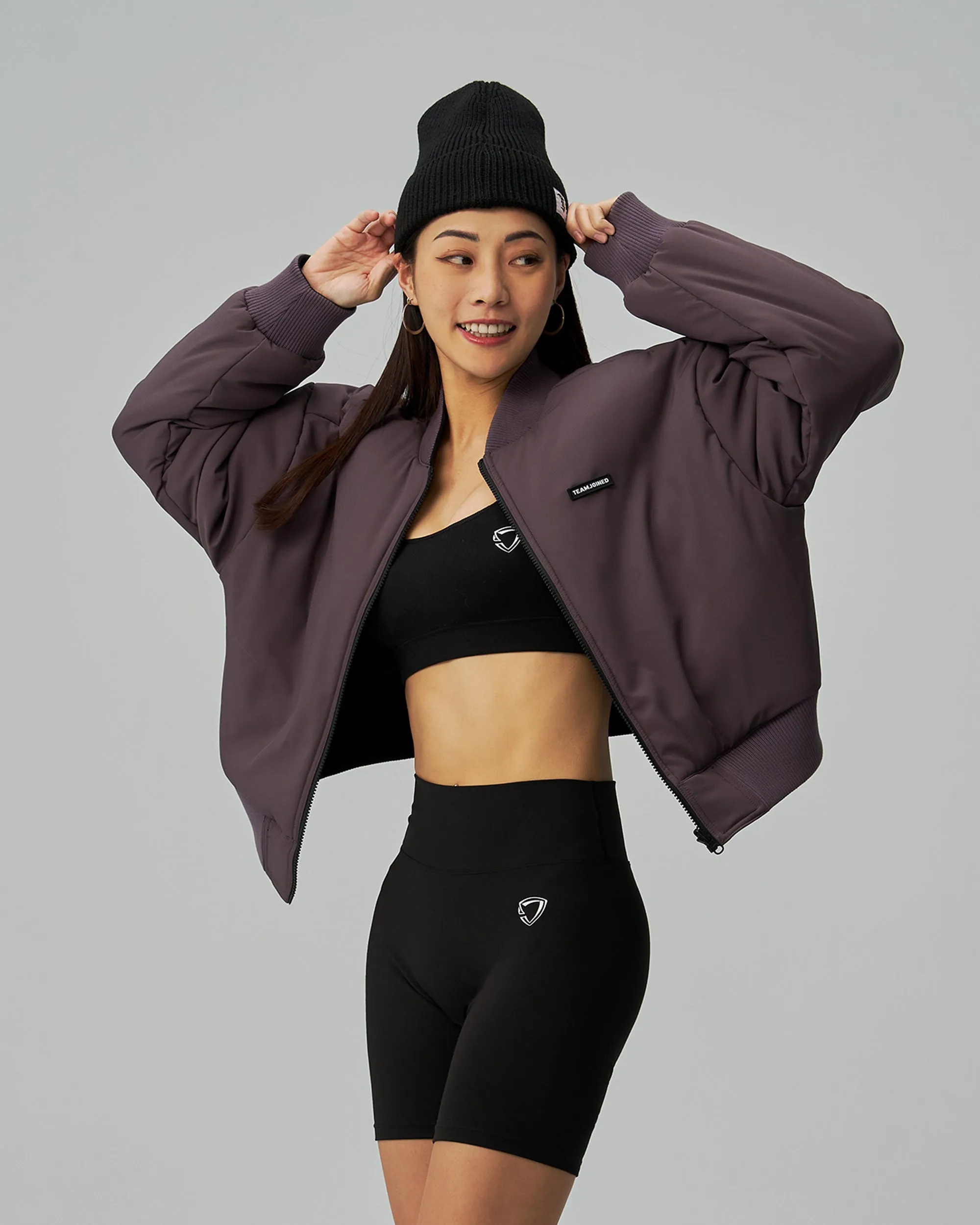 Cropped Tech Inside Out Bomber Jacket