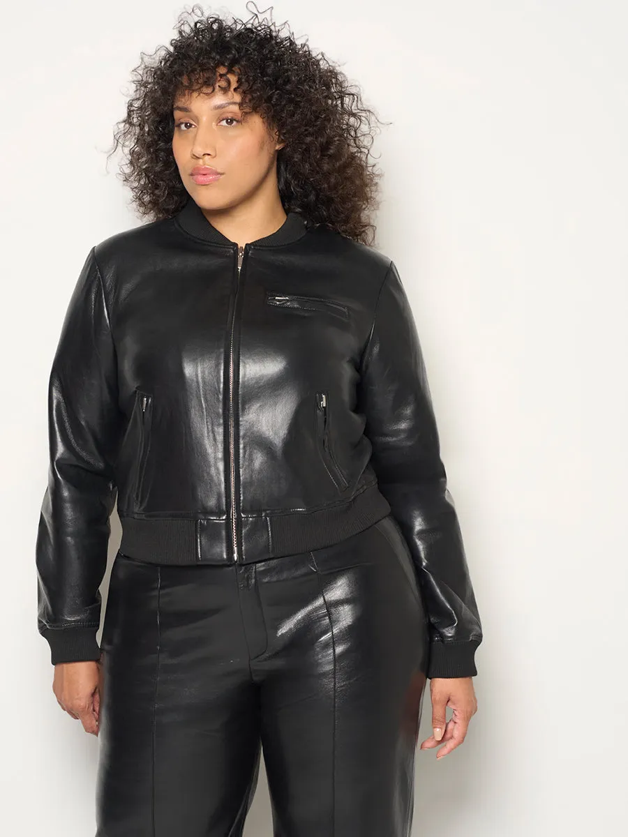 CURVE DIXIE RECYCLED LEATHER BOMBER JACKET