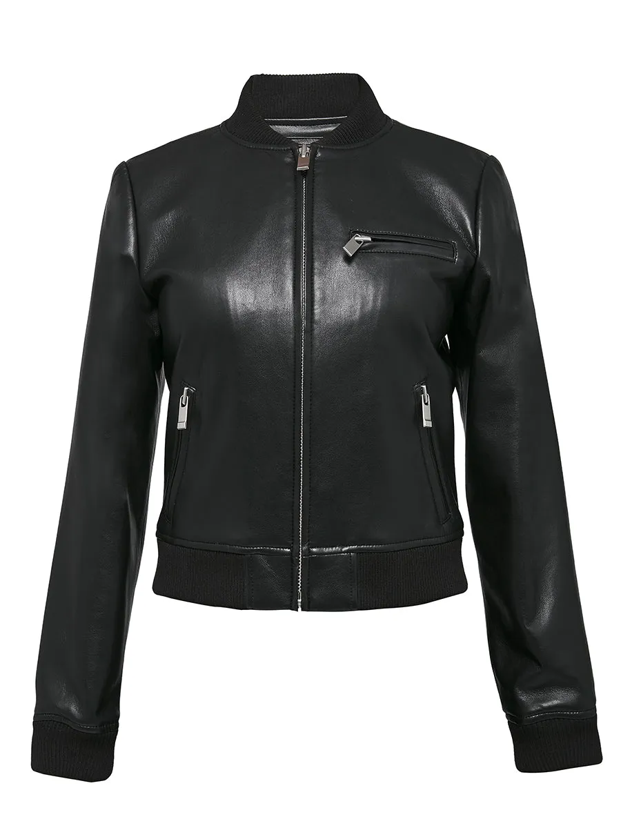 CURVE DIXIE RECYCLED LEATHER BOMBER JACKET