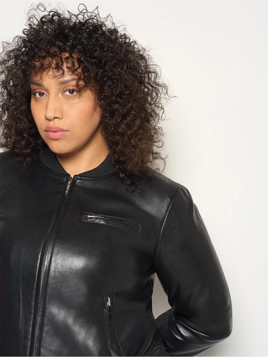 CURVE DIXIE RECYCLED LEATHER BOMBER JACKET