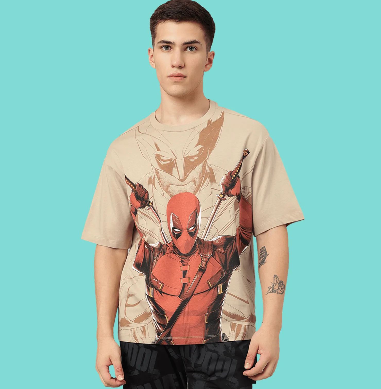 Deadpool 1478 Taupe Mens T Shirt