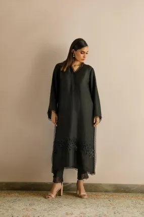 Deepak Perwani - Kut265 - Black - Raw Silk - 2 Piece