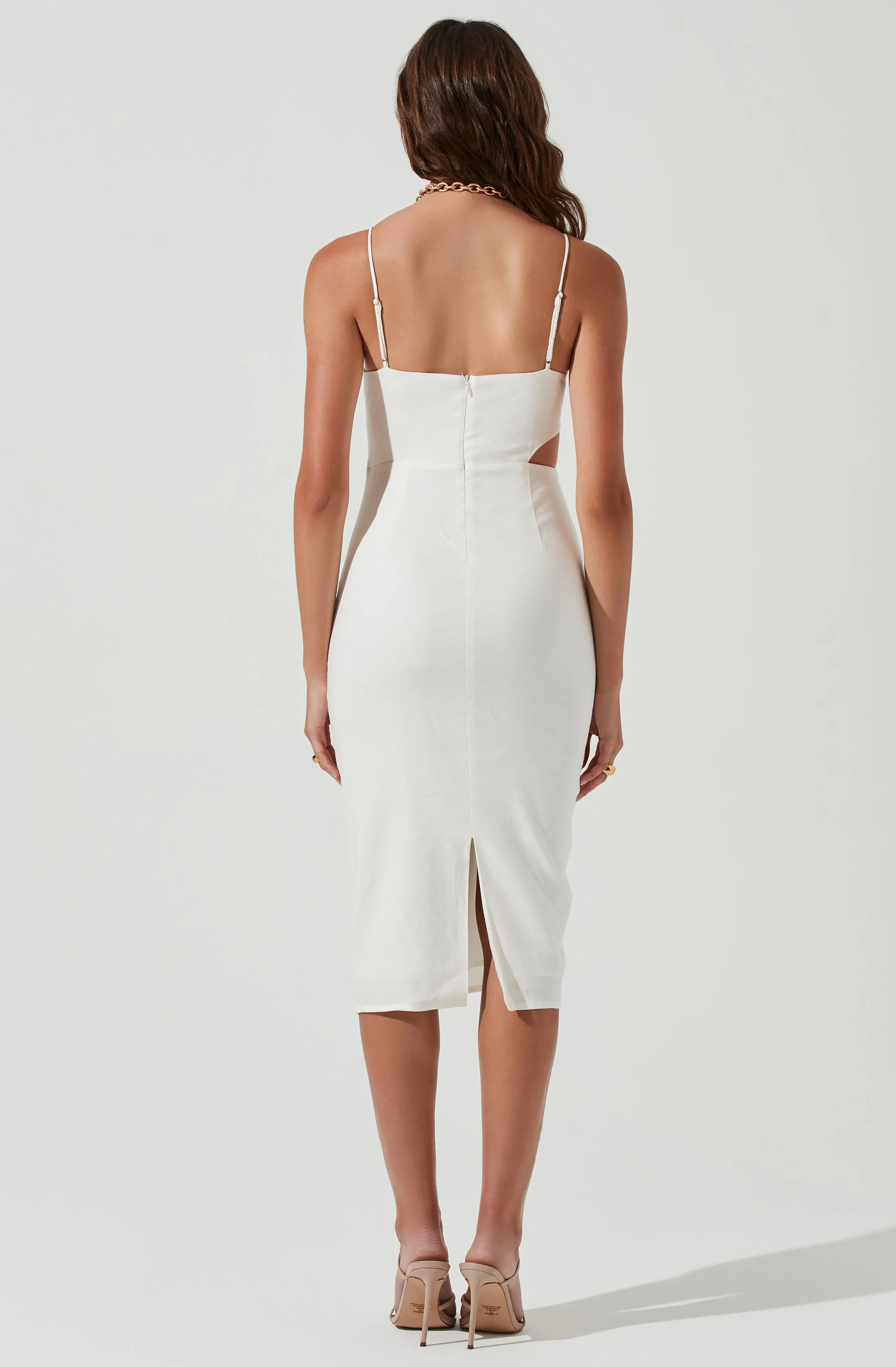 Didion Twist Front Side Cutout Midi Dress