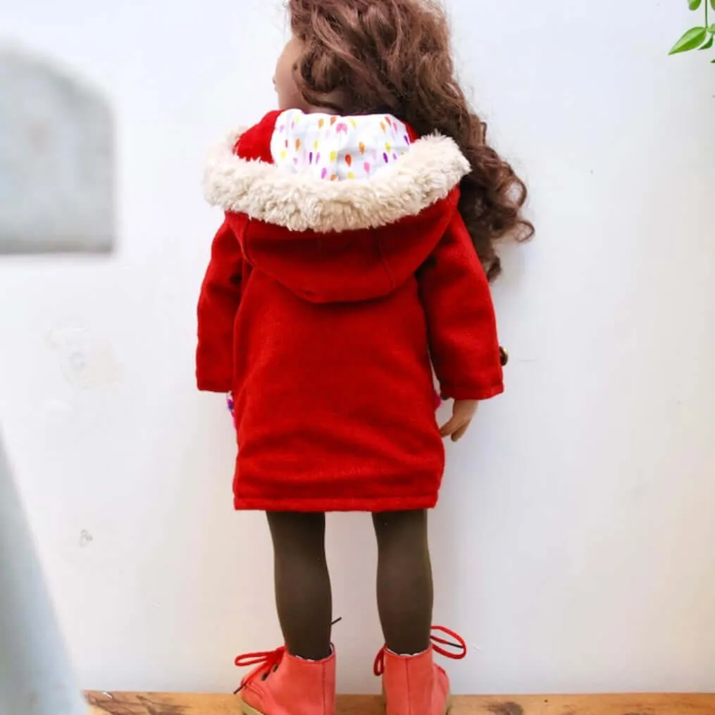 Doll Coat sewing pattern 18” doll duffle coat instant DIGITAL Download