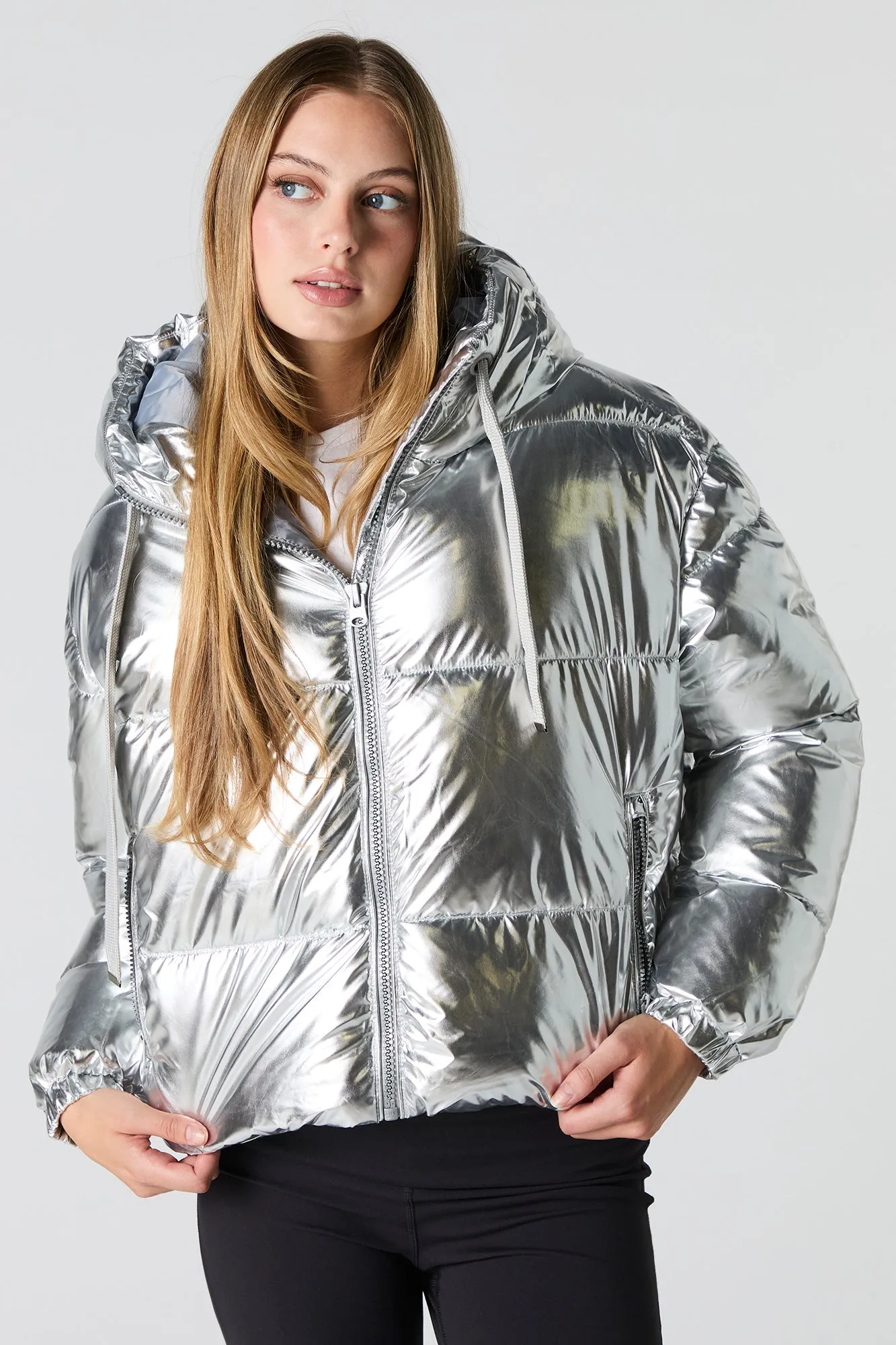 Drawstring Hood Puffer Jacket