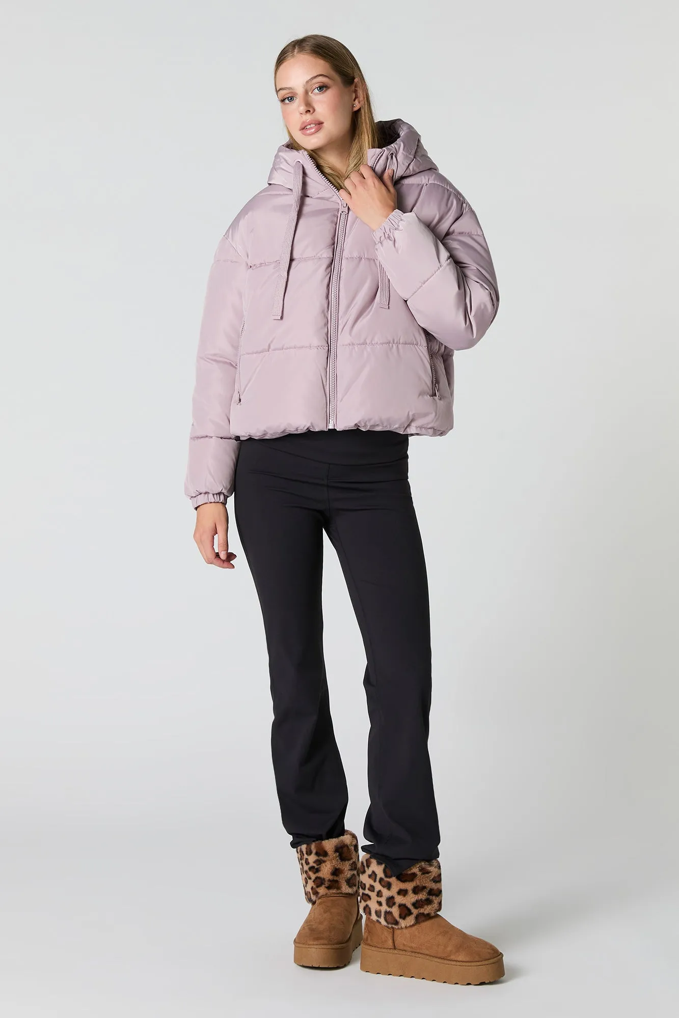 Drawstring Hood Puffer Jacket