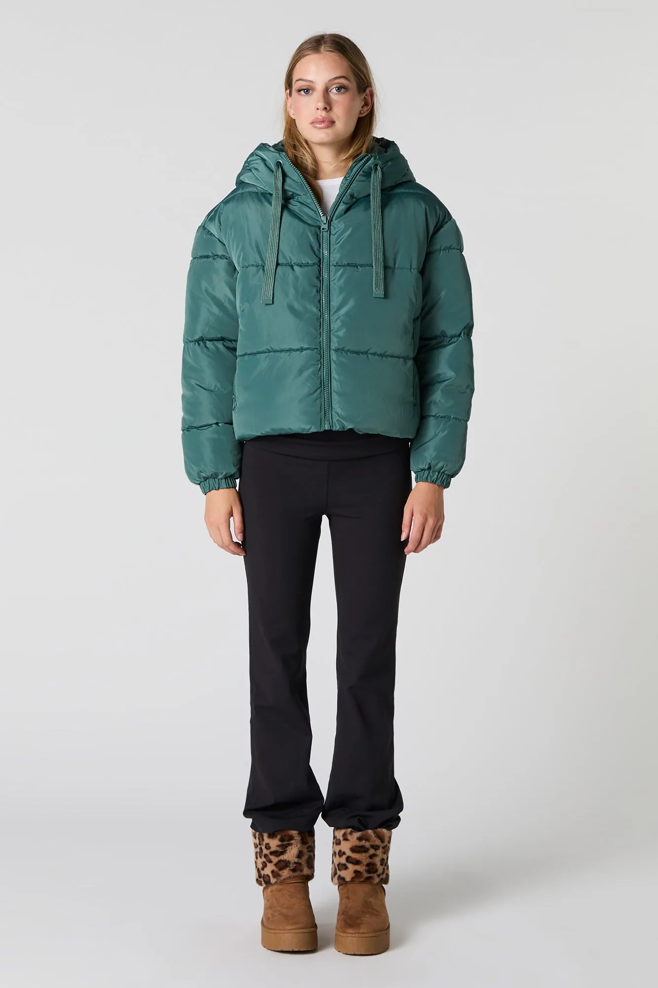 Drawstring Hood Puffer Jacket