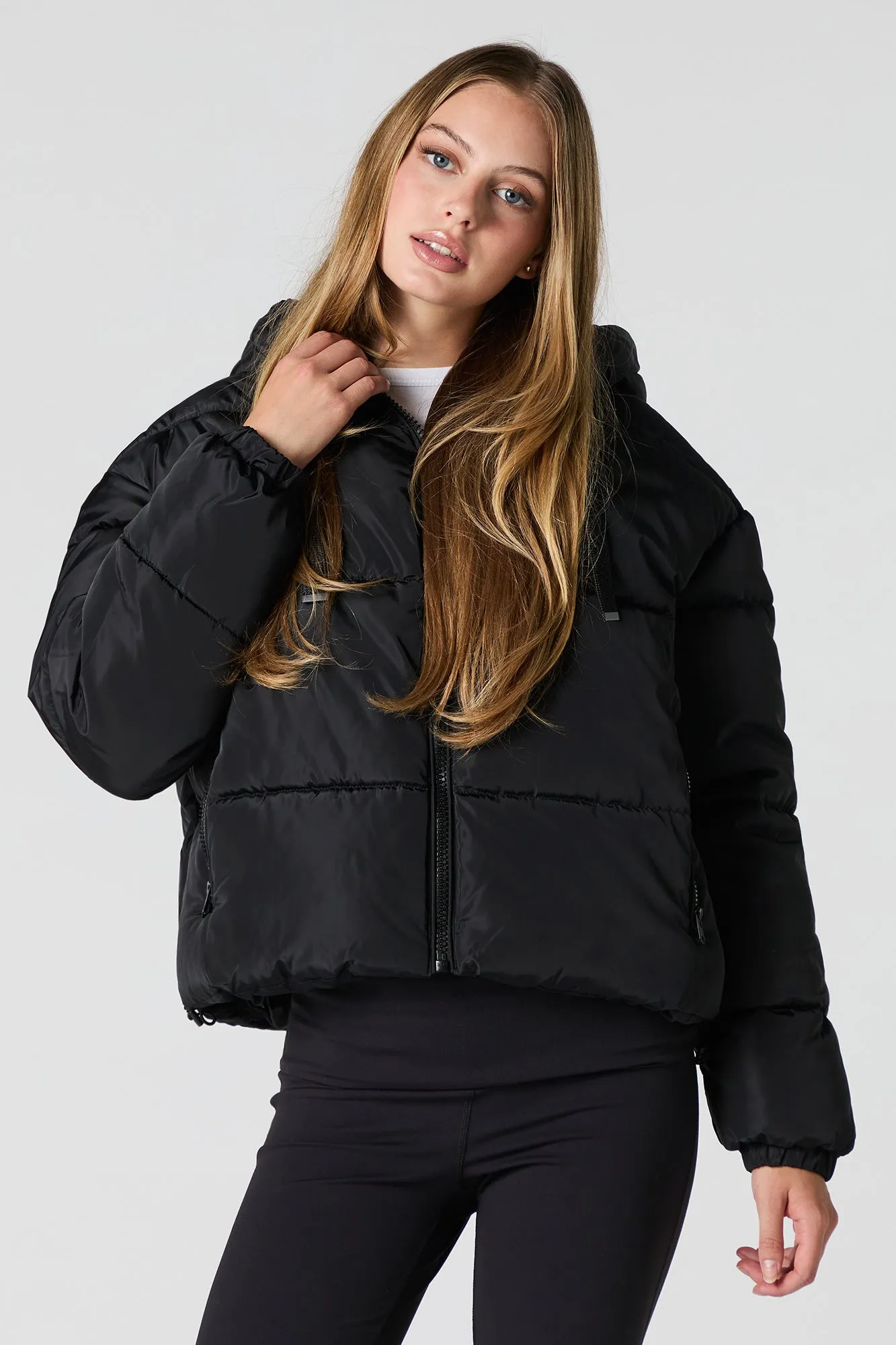 Drawstring Hood Puffer Jacket