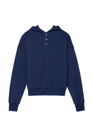 Eco Fleece Button Hoodie, Navy