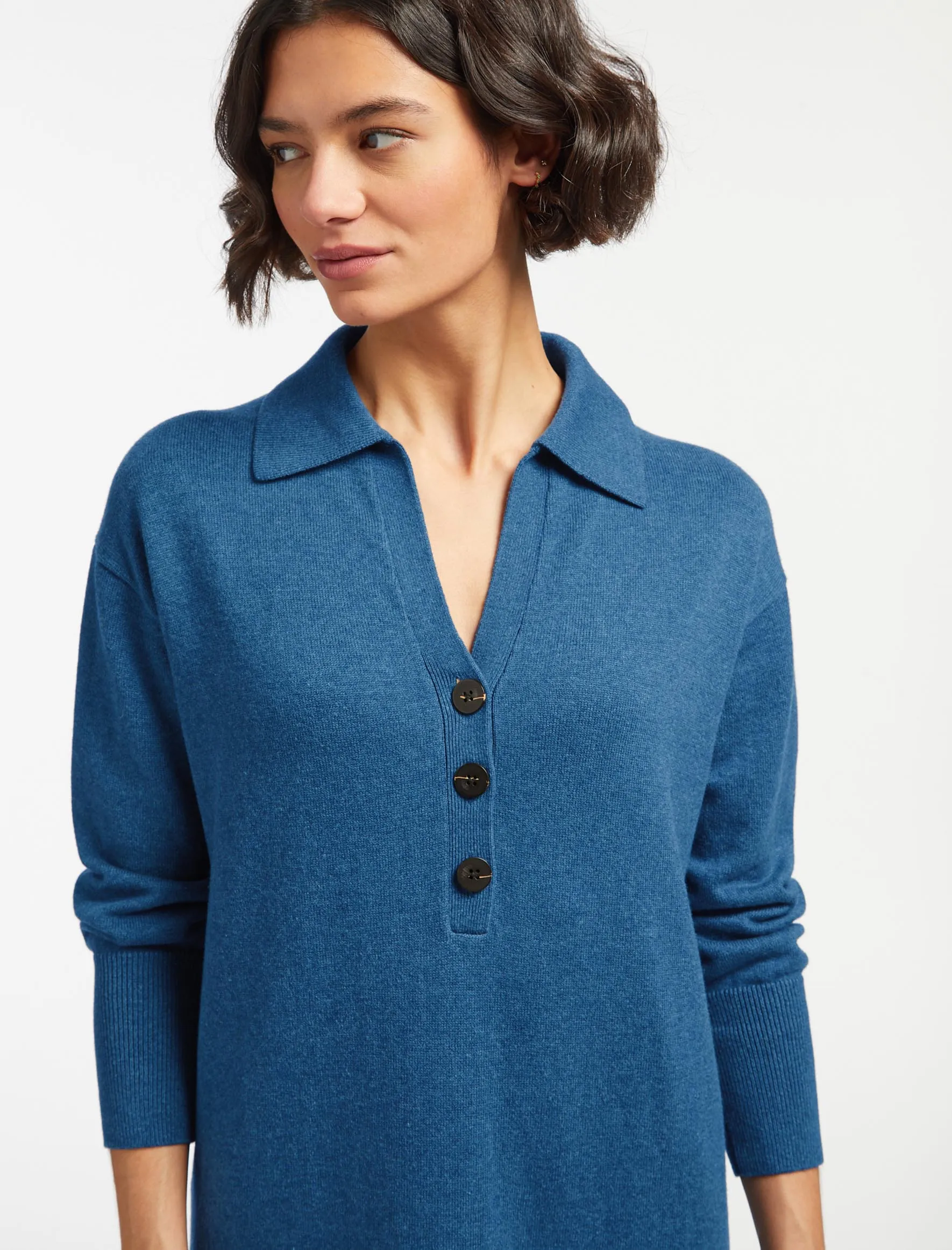 Eleanor Wool Knit Dress - Mid Blue