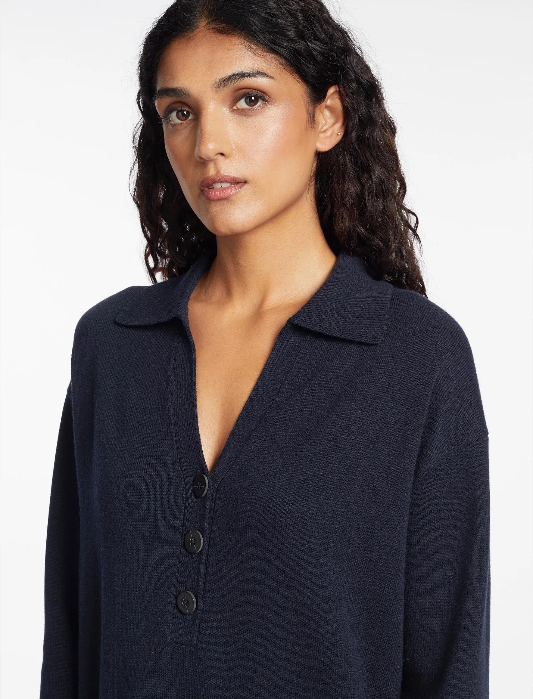 Eleanor Wool Knit Dress - Navy