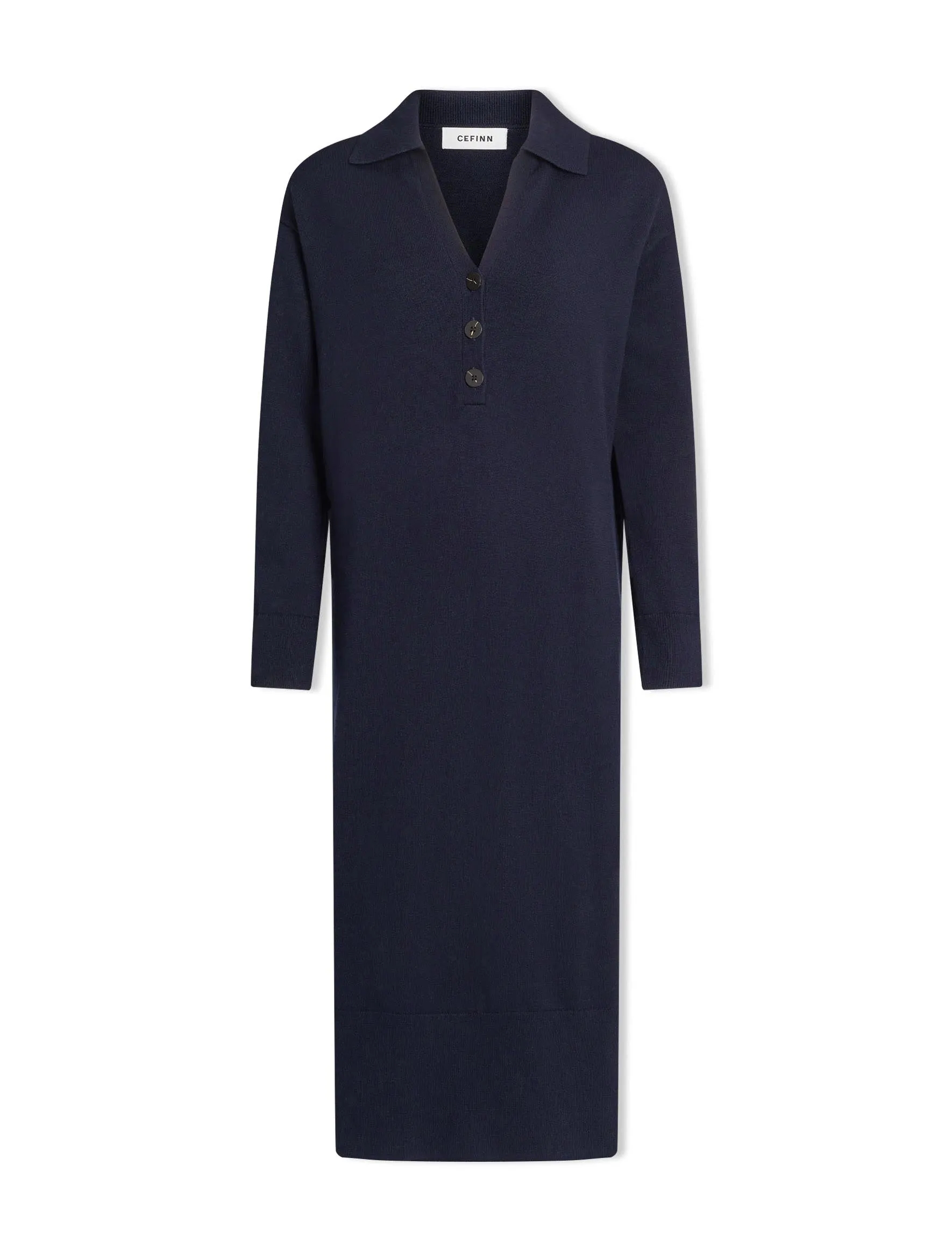 Eleanor Wool Knit Dress - Navy