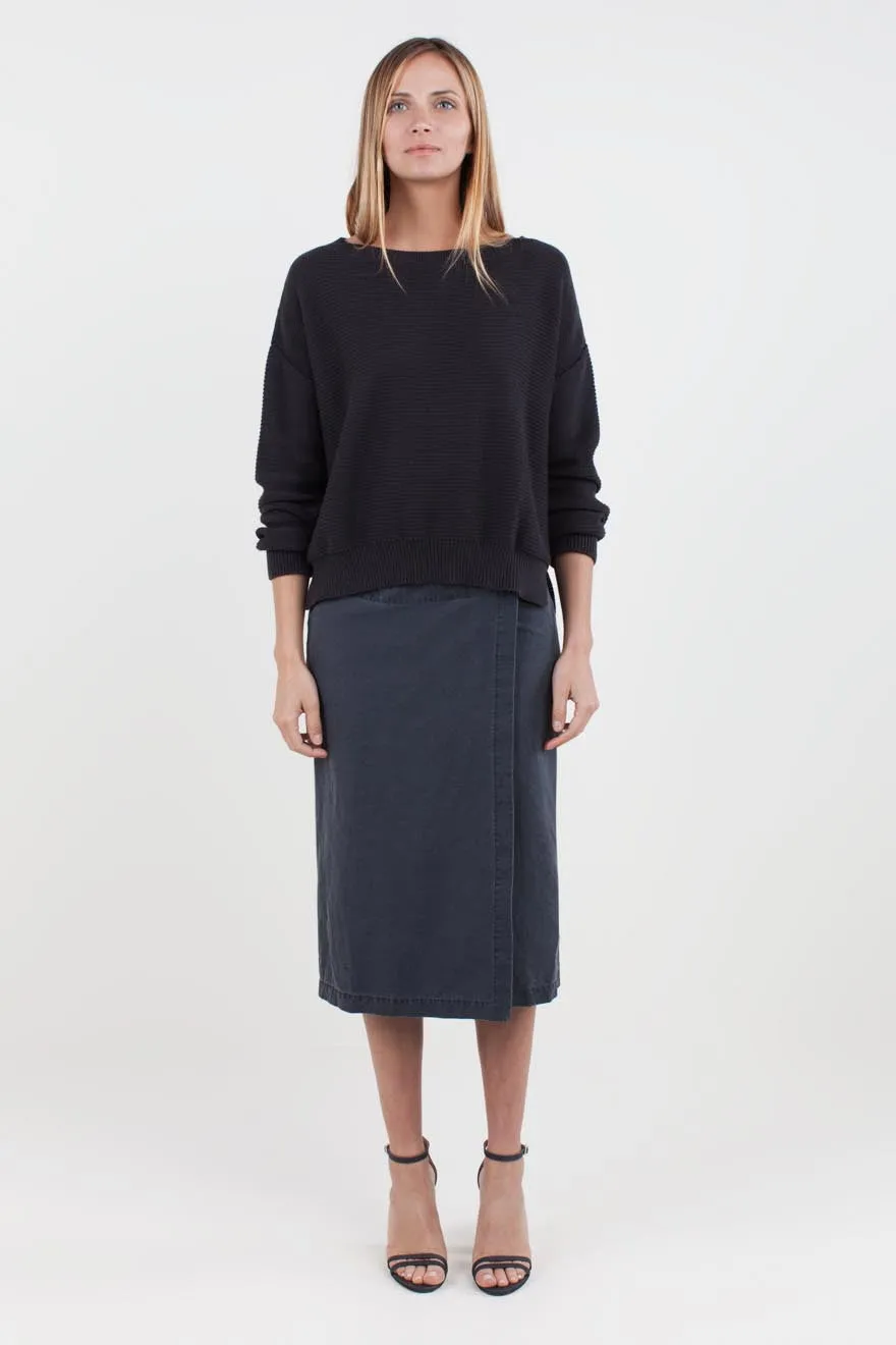 Emerson Fry Midi Wrap Skirt - Washed slate