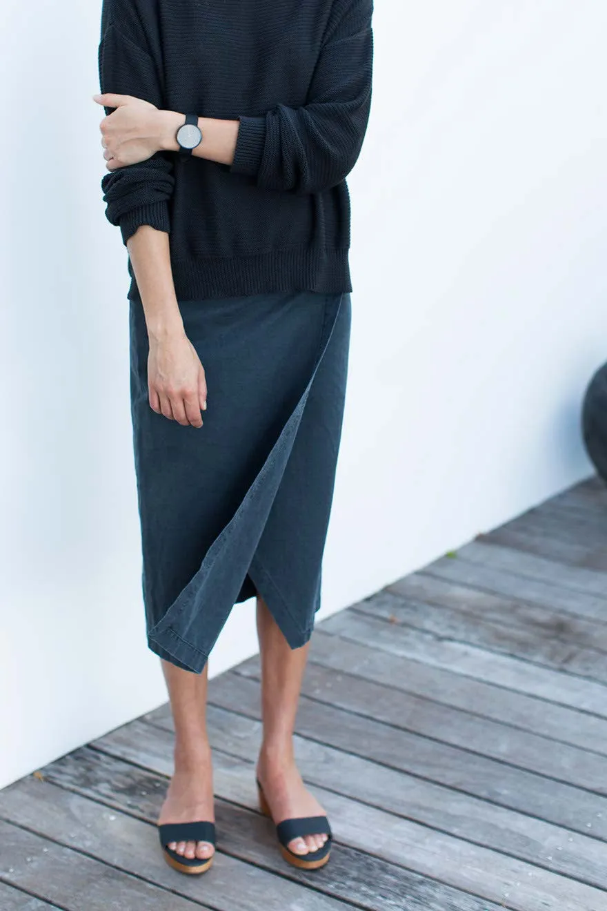 Emerson Fry Midi Wrap Skirt - Washed slate