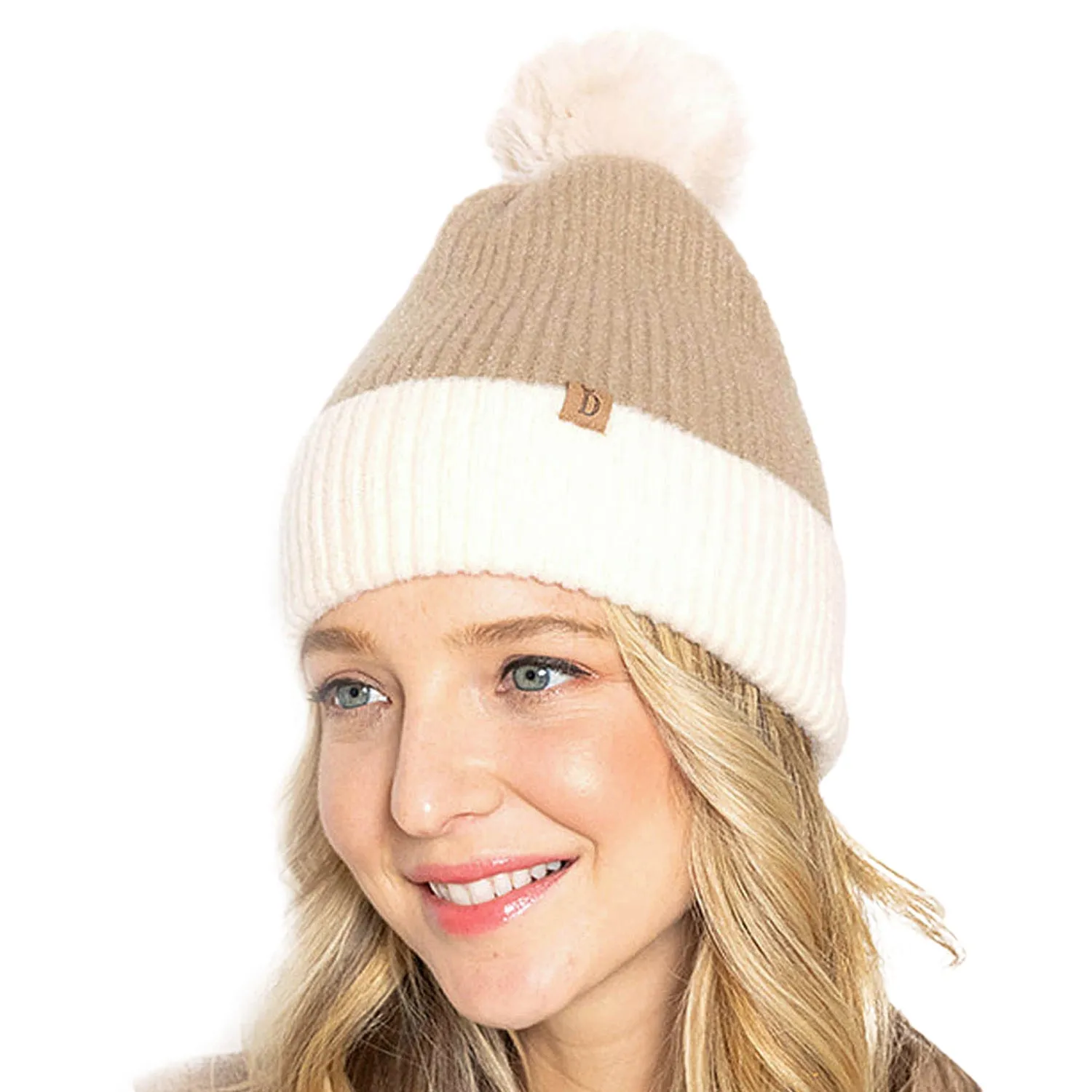 Empire Cove Winter Ribbed Knit Beanie with Faux Fur Pom Pom Hats Gifts for Her