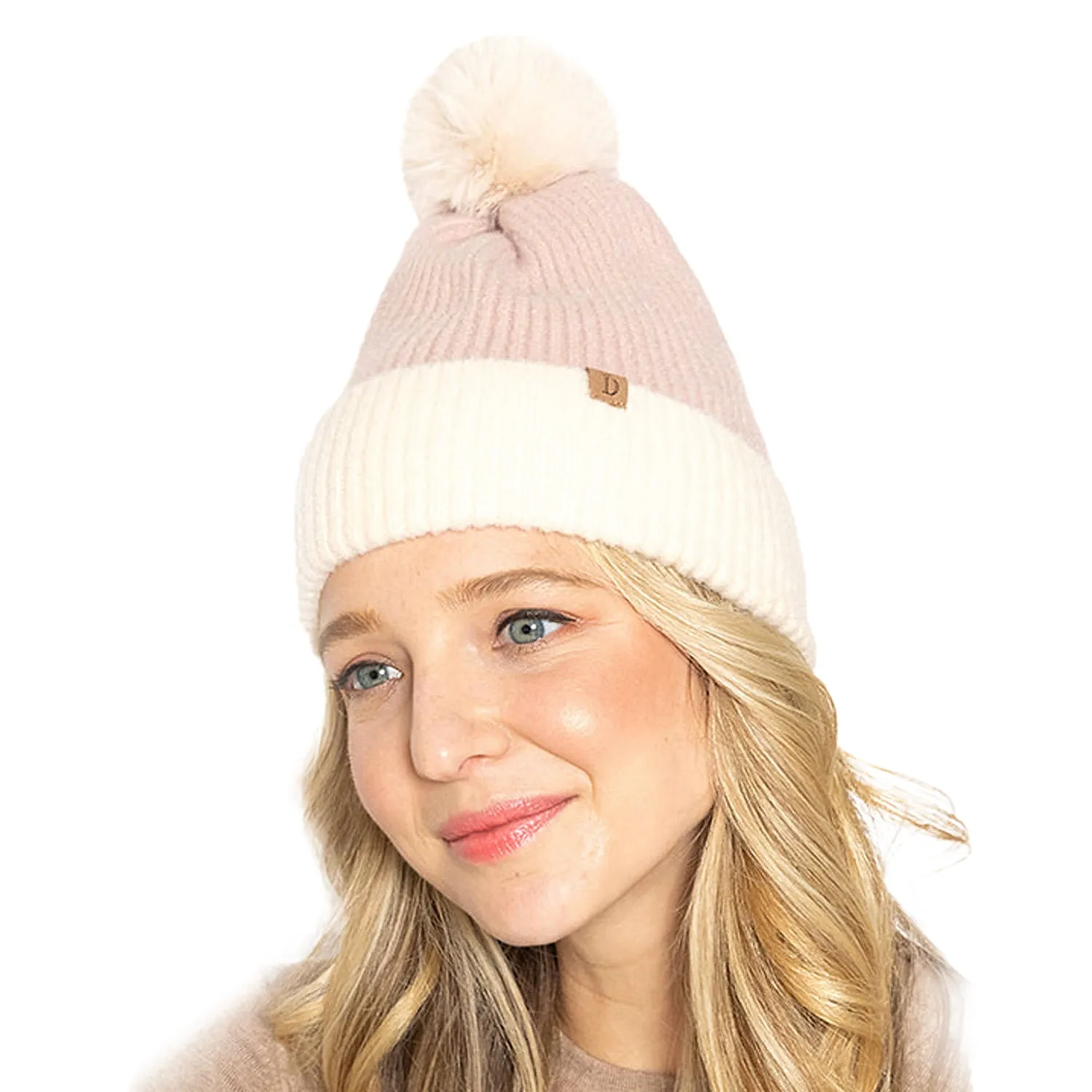 Empire Cove Winter Ribbed Knit Beanie with Faux Fur Pom Pom Hats Gifts for Her