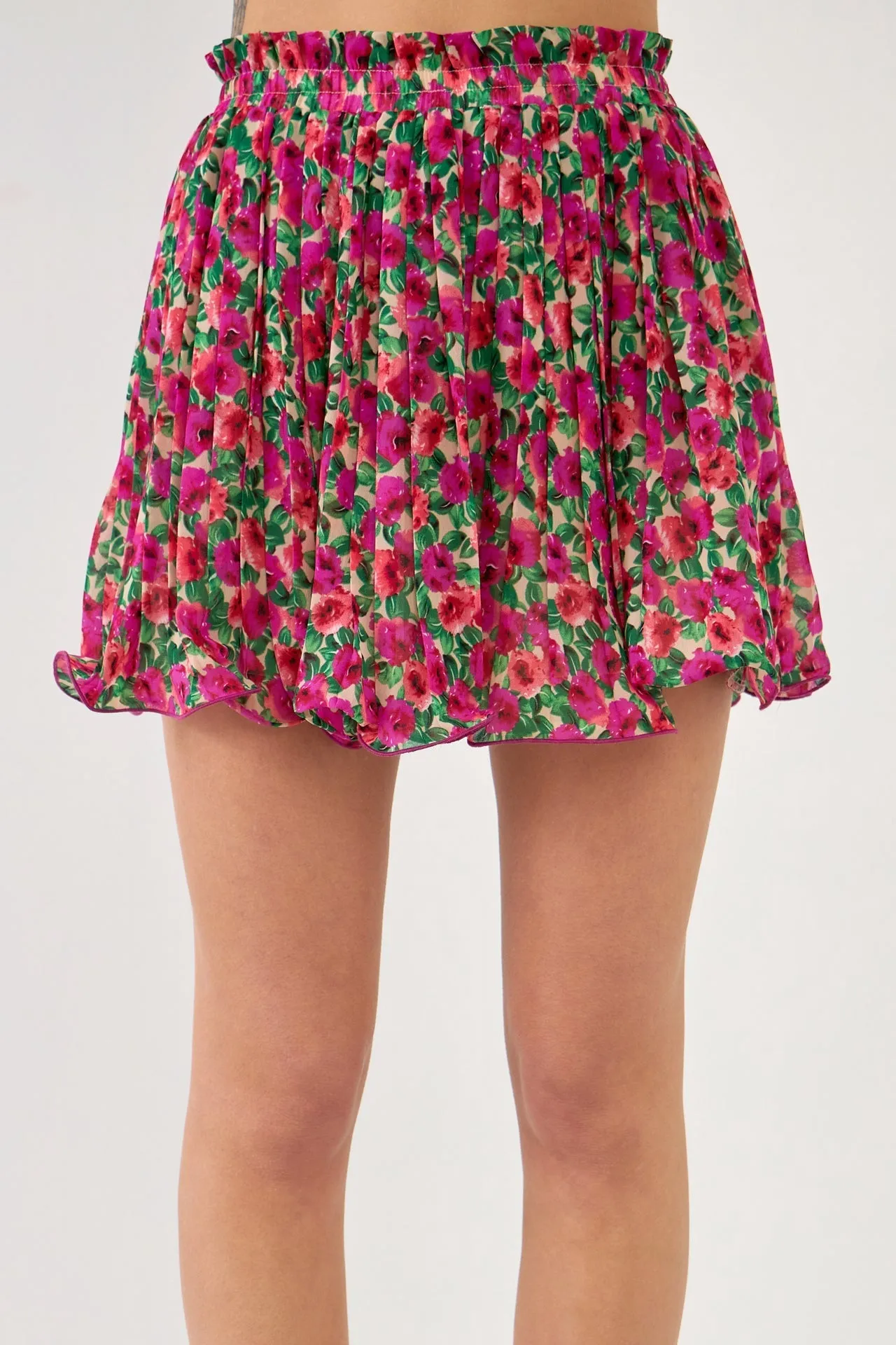 Endless Rose - Floral Pleated Elasticized Skirt