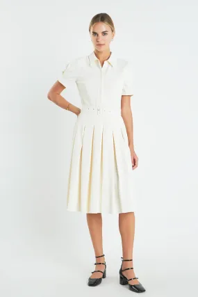 English Factory - Short-Sleeve Pleated Midi Dress