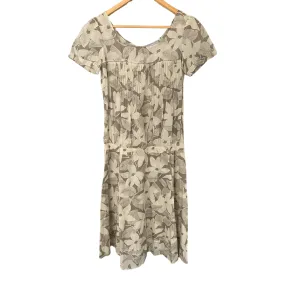 Farhi 100% Cotton Summer Dress Taupe and Cream Floral Print UK Size 10