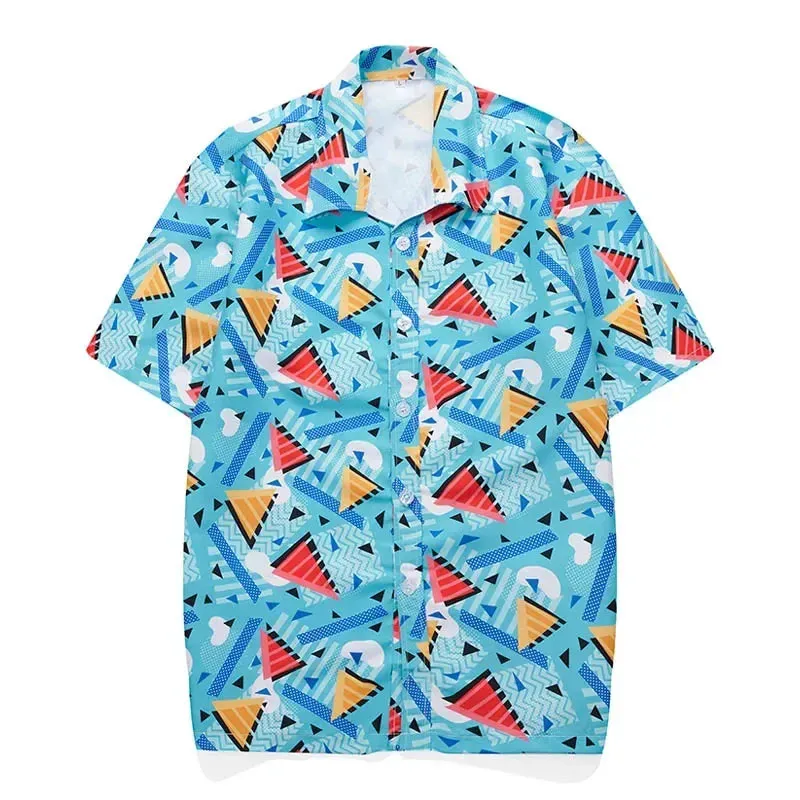 Fashion Mens Hawaiian Shirt Male Casual Colorful Printed Beach Aloha Shirts Short Sleeve Plus Size 5XL Camisa Hawaiana Hombre