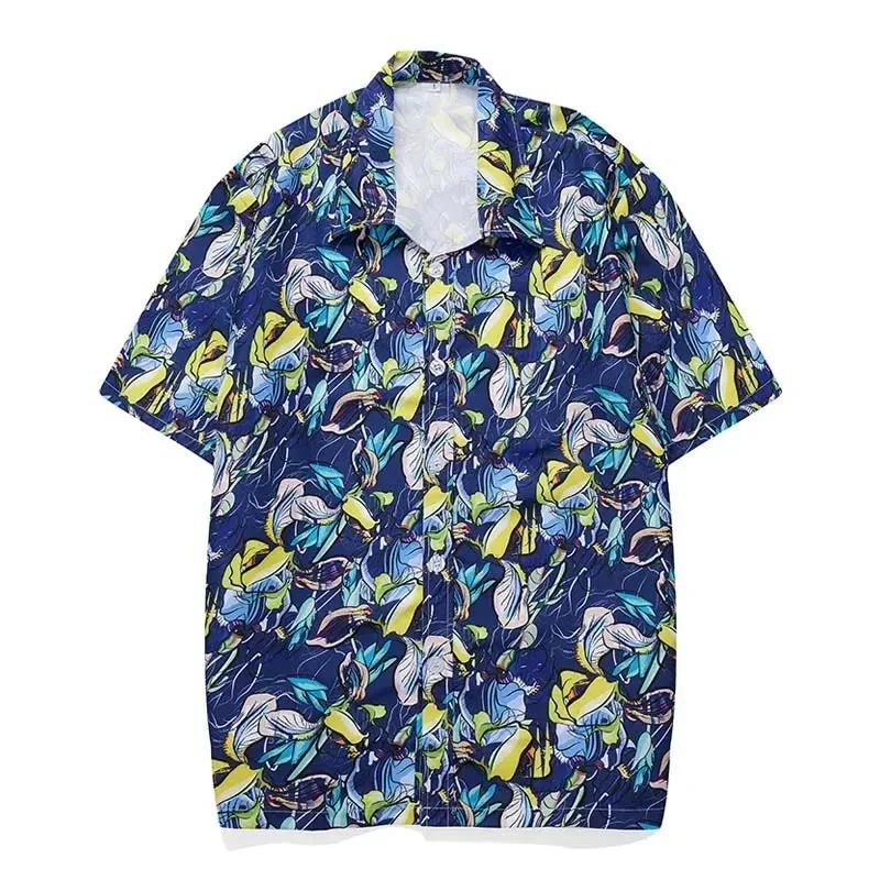 Fashion Mens Hawaiian Shirt Male Casual Colorful Printed Beach Aloha Shirts Short Sleeve Plus Size 5XL Camisa Hawaiana Hombre