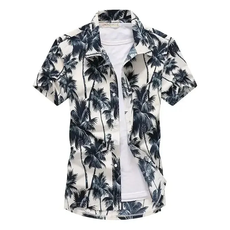 Fashion Mens Hawaiian Shirt Male Casual Colorful Printed Beach Aloha Shirts Short Sleeve Plus Size 5XL Camisa Hawaiana Hombre