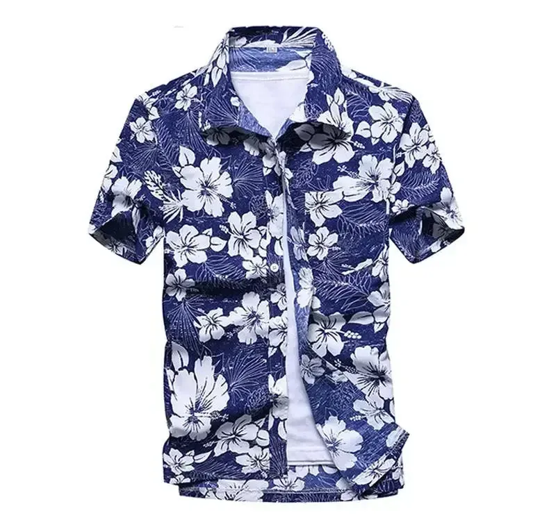 Fashion Mens Hawaiian Shirt Male Casual Colorful Printed Beach Aloha Shirts Short Sleeve Plus Size 5XL Camisa Hawaiana Hombre