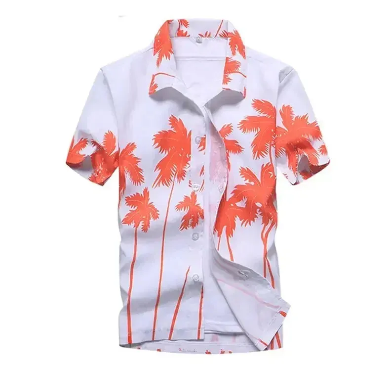 Fashion Mens Hawaiian Shirt Male Casual Colorful Printed Beach Aloha Shirts Short Sleeve Plus Size 5XL Camisa Hawaiana Hombre