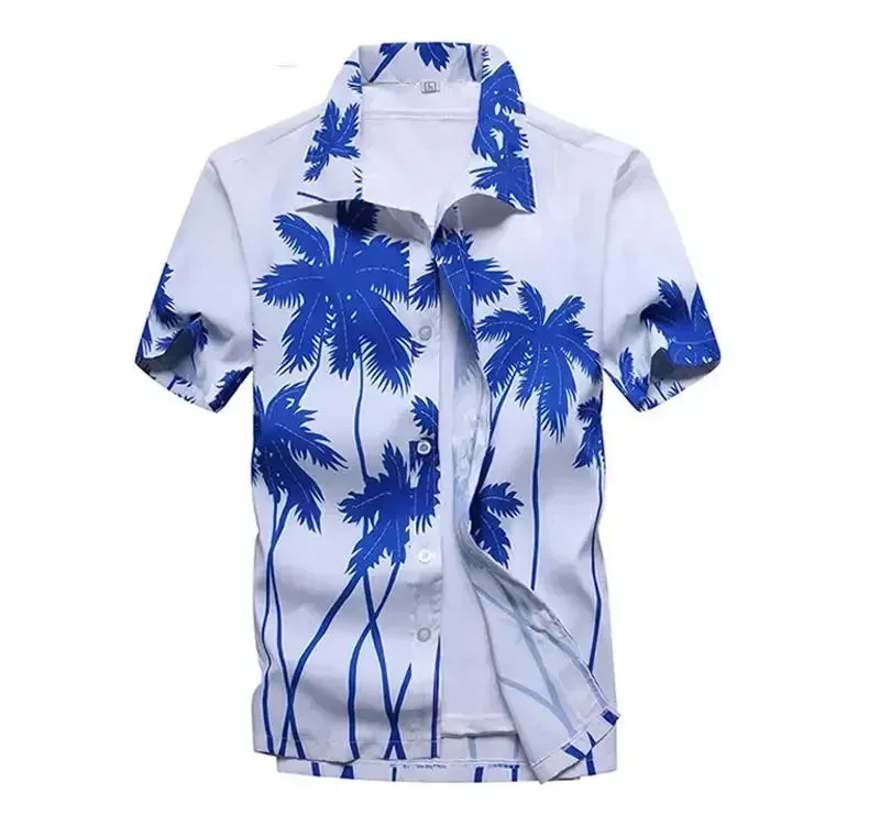 Fashion Mens Hawaiian Shirt Male Casual Colorful Printed Beach Aloha Shirts Short Sleeve Plus Size 5XL Camisa Hawaiana Hombre