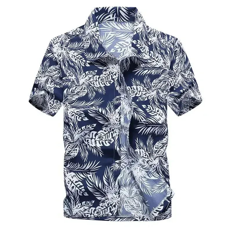 Fashion Mens Hawaiian Shirt Male Casual Colorful Printed Beach Aloha Shirts Short Sleeve Plus Size 5XL Camisa Hawaiana Hombre