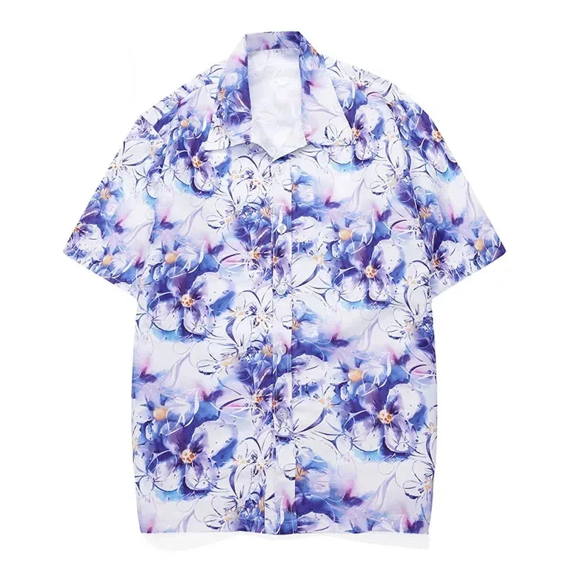 Fashion Mens Hawaiian Shirt Male Casual Colorful Printed Beach Aloha Shirts Short Sleeve Plus Size 5XL Camisa Hawaiana Hombre