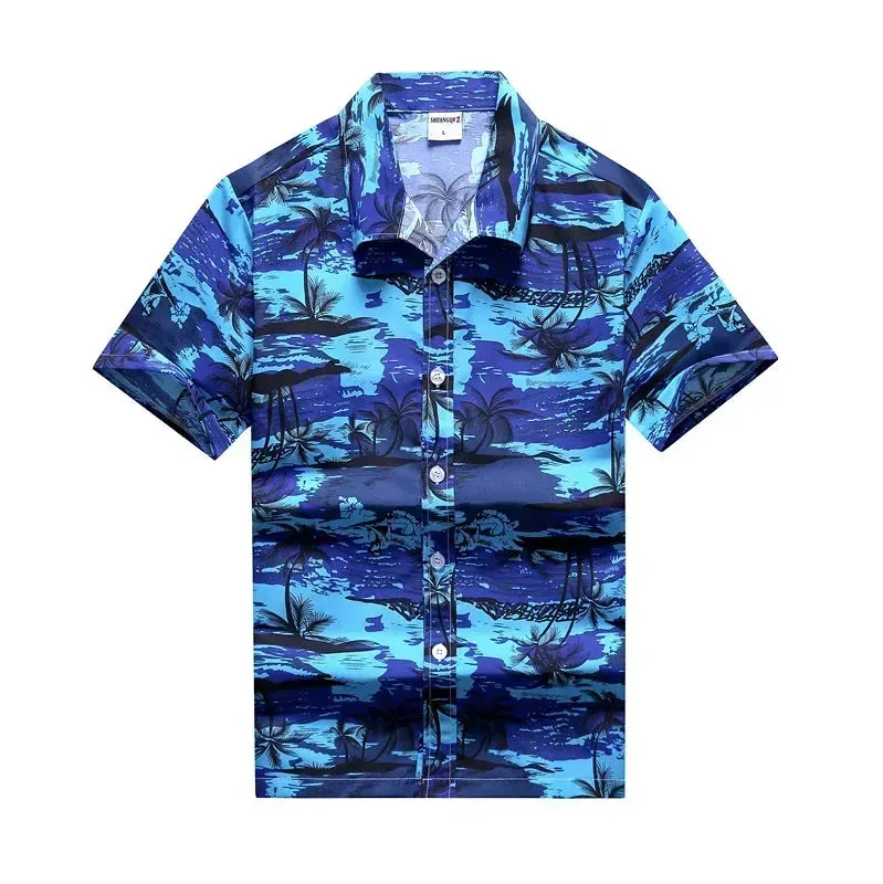 Fashion Mens Hawaiian Shirt Male Casual Colorful Printed Beach Aloha Shirts Short Sleeve Plus Size 5XL Camisa Hawaiana Hombre