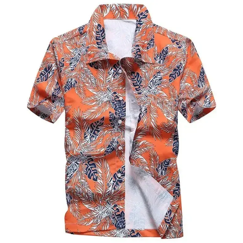 Fashion Mens Hawaiian Shirt Male Casual Colorful Printed Beach Aloha Shirts Short Sleeve Plus Size 5XL Camisa Hawaiana Hombre