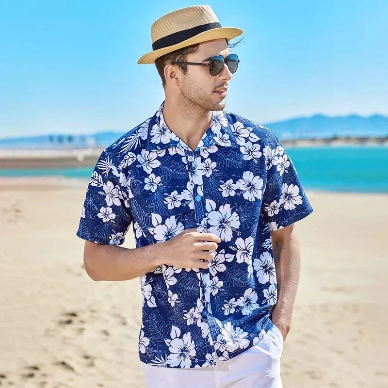 Fashion Mens Hawaiian Shirt Male Casual Colorful Printed Beach Aloha Shirts Short Sleeve Plus Size 5XL Camisa Hawaiana Hombre