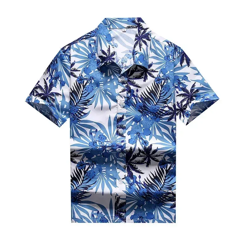 Fashion Mens Hawaiian Shirt Male Casual Colorful Printed Beach Aloha Shirts Short Sleeve Plus Size 5XL Camisa Hawaiana Hombre